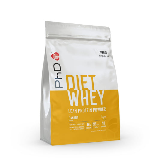 PhD Nutrition Diet Whey High Protein Lean Matrix, Banana Diet Whey Protein Powder, 16g of Protein, 40 Servings Per 2 kg Bag