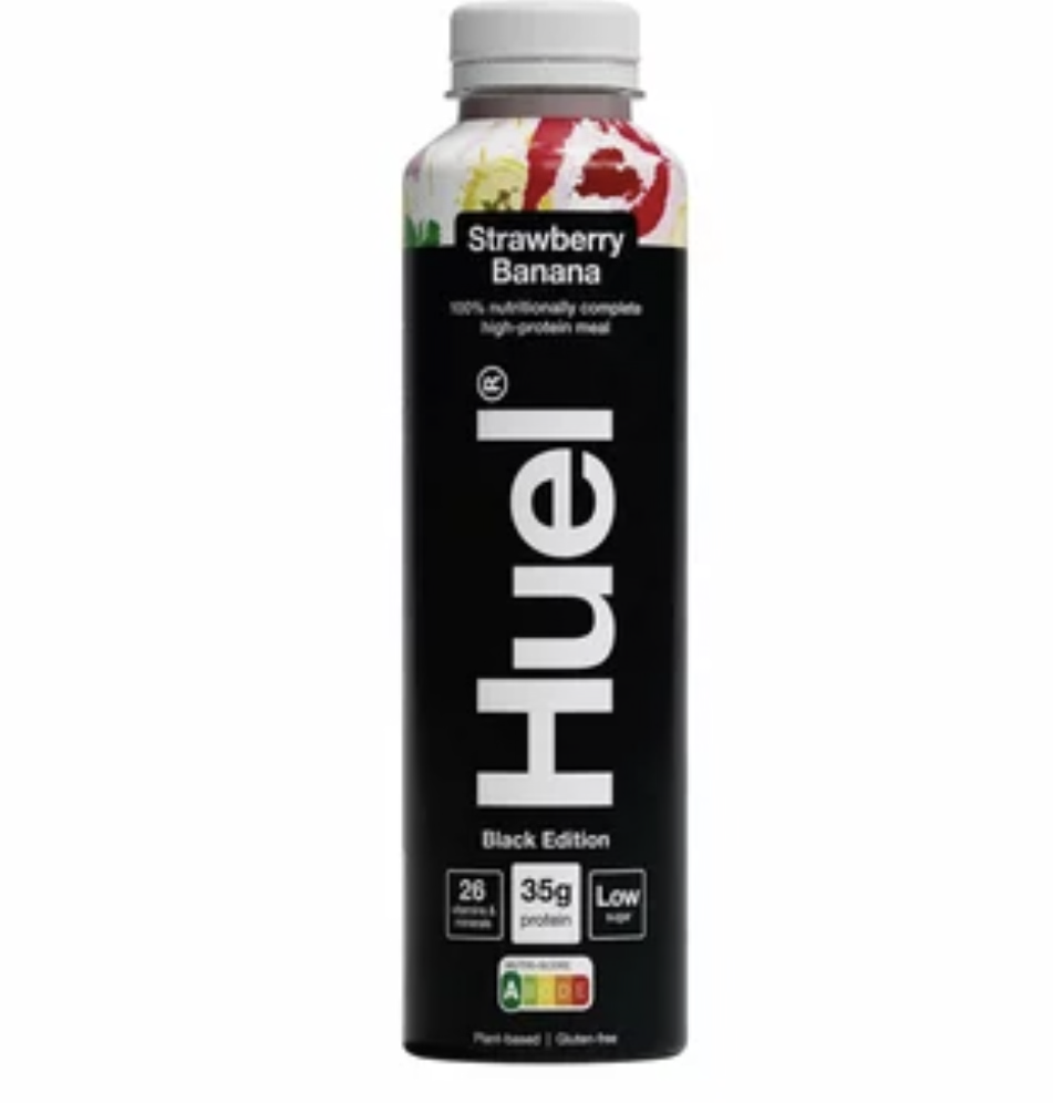 Huel Complete Meal Drink Black Edition Strawberry & Banana, 12 x 500ml