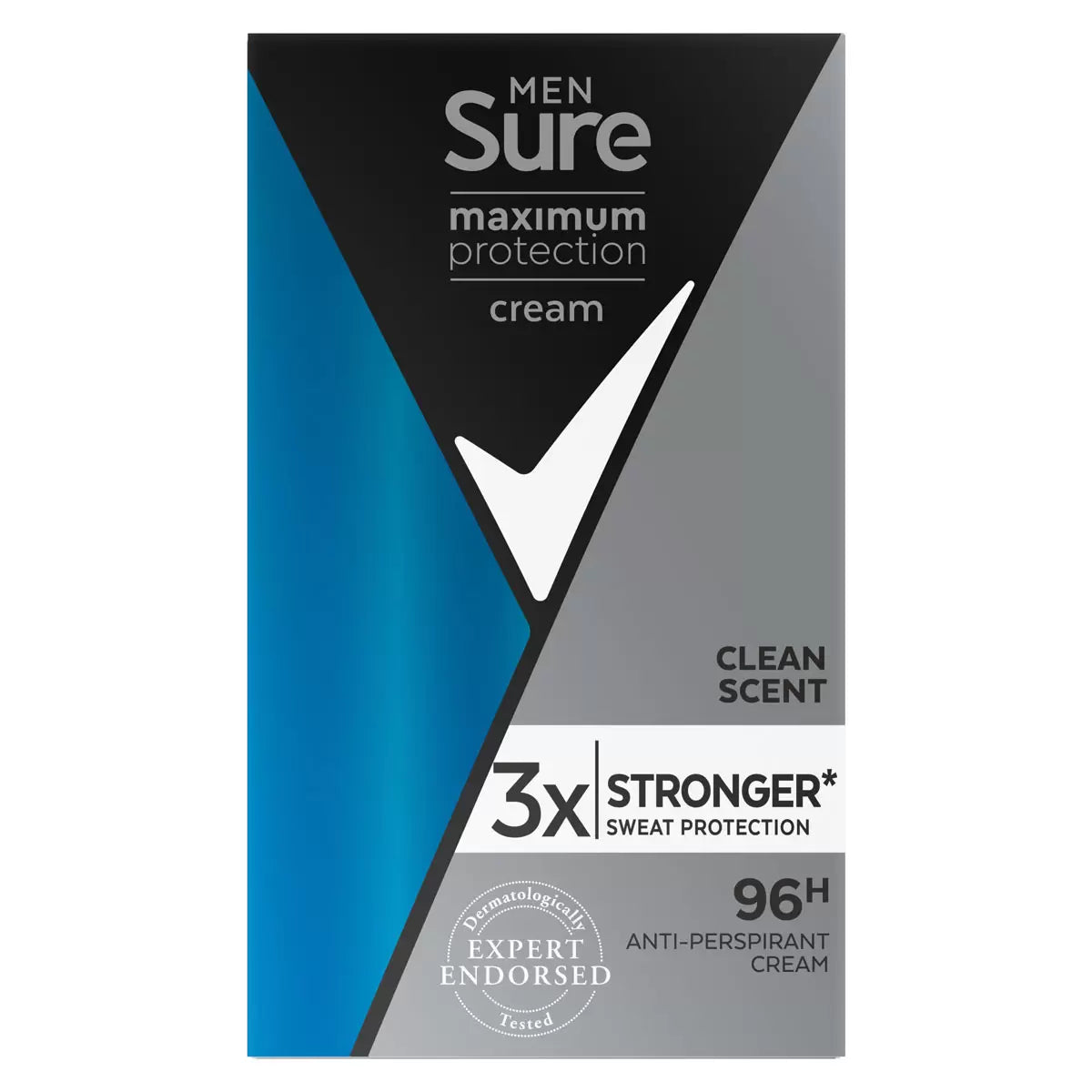 Sure Men Maximum Protection Clean Scent Deodorant Cream Stick men's anti-perspirant for 96-hour sweat and odour protection 45 ml