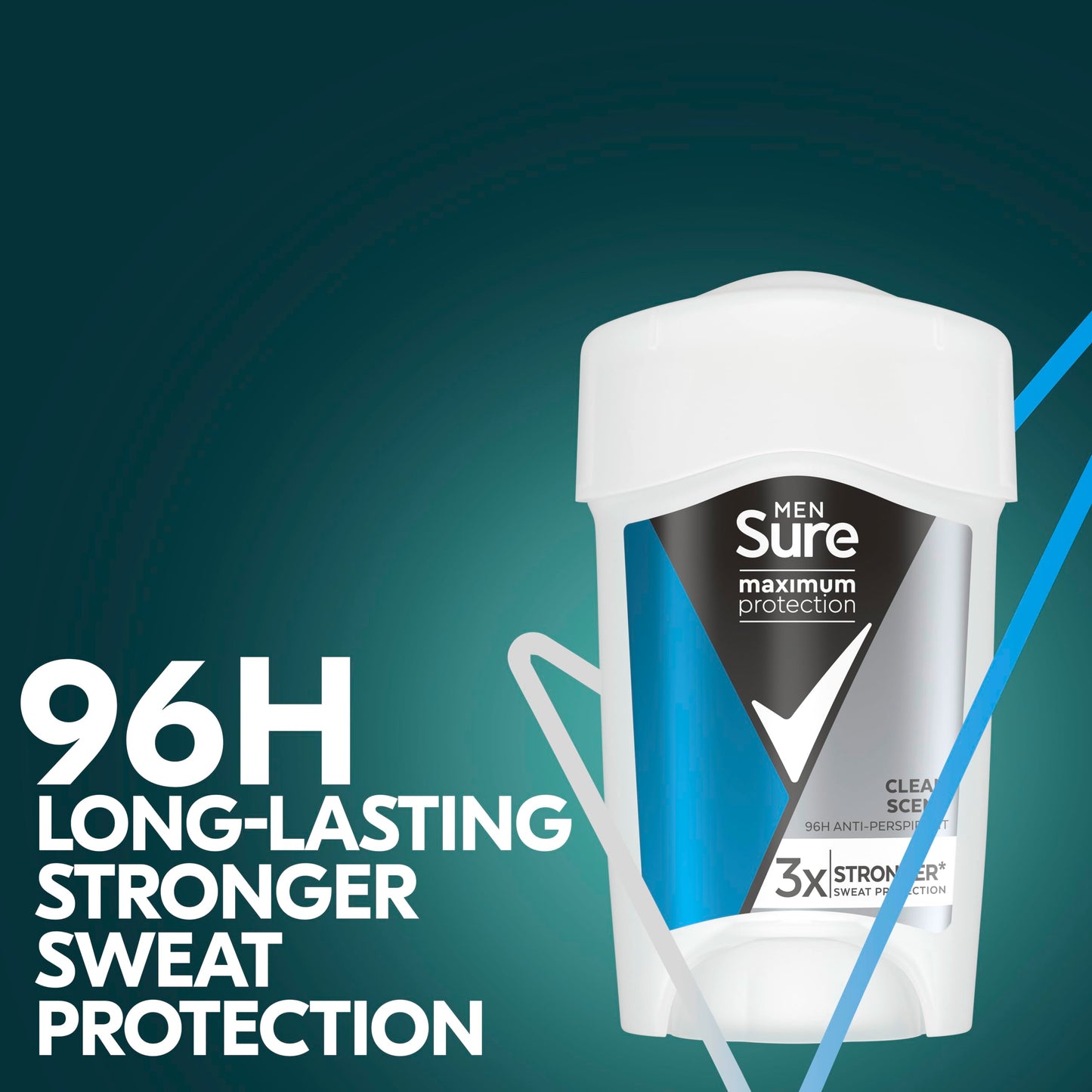 Sure Men Maximum Protection Clean Scent Deodorant Cream Stick men's anti-perspirant for 96-hour sweat and odour protection 45 ml