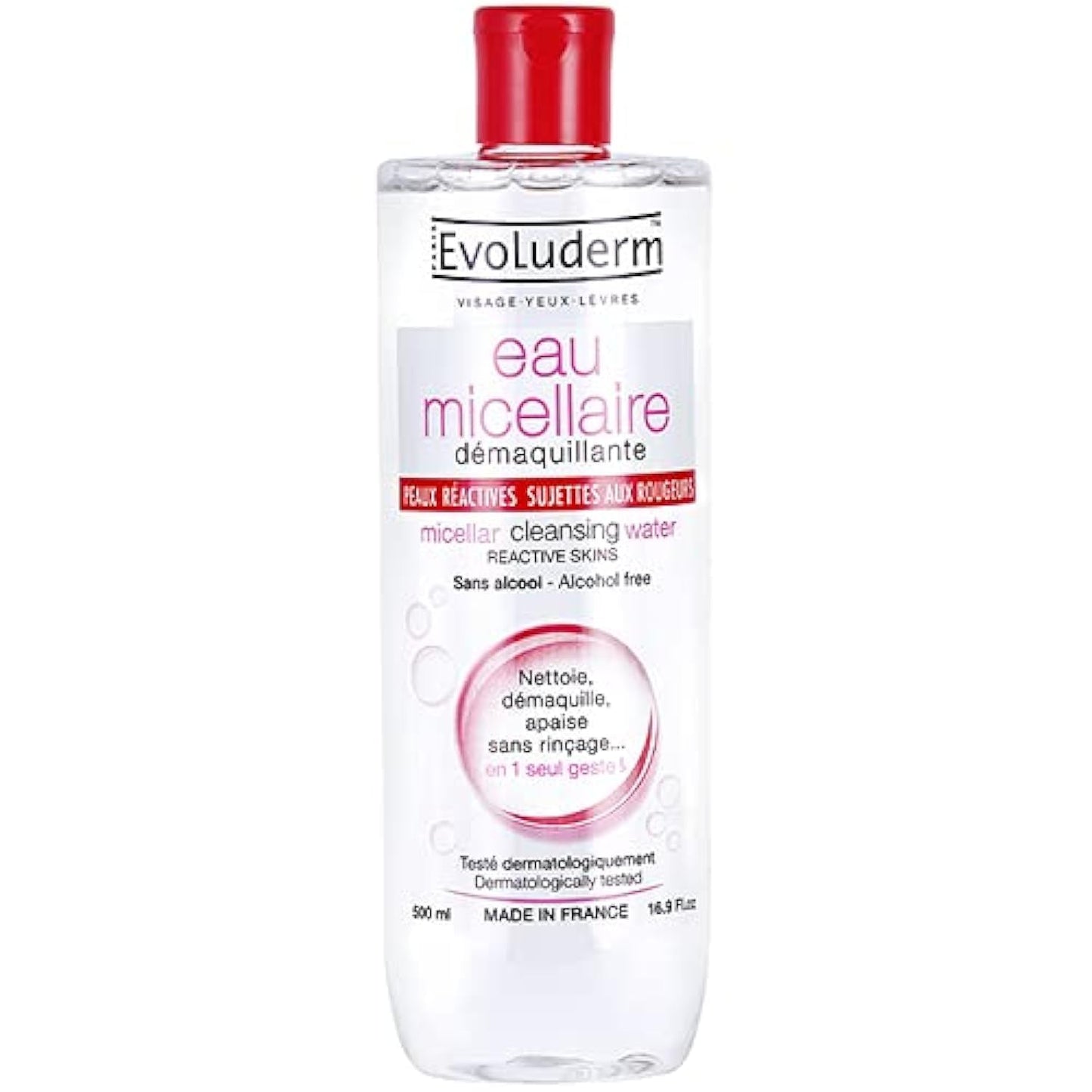 Evoluderm - Micellar Water Make-Up Remover - Reactive Skin Prevents Redness, 500ml